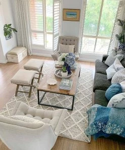 Miss Amara Anja Grey And Ivory Lattice Wool Rug All Rugs