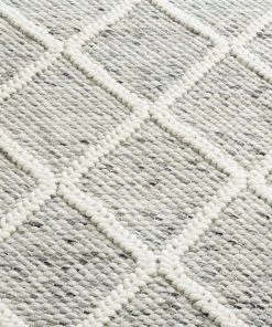 Miss Amara Anja Grey And Ivory Lattice Wool Rug All Rugs