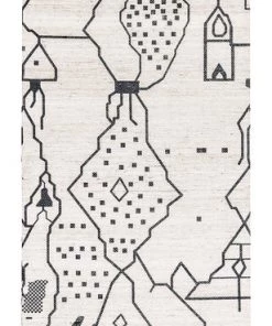 Miss Amara Annalise Black And Ivory Abstract Tribal PET Runner Rug