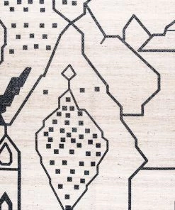 Miss Amara Annalise Black And Ivory Abstract Tribal PET Beach And Picnic Rug