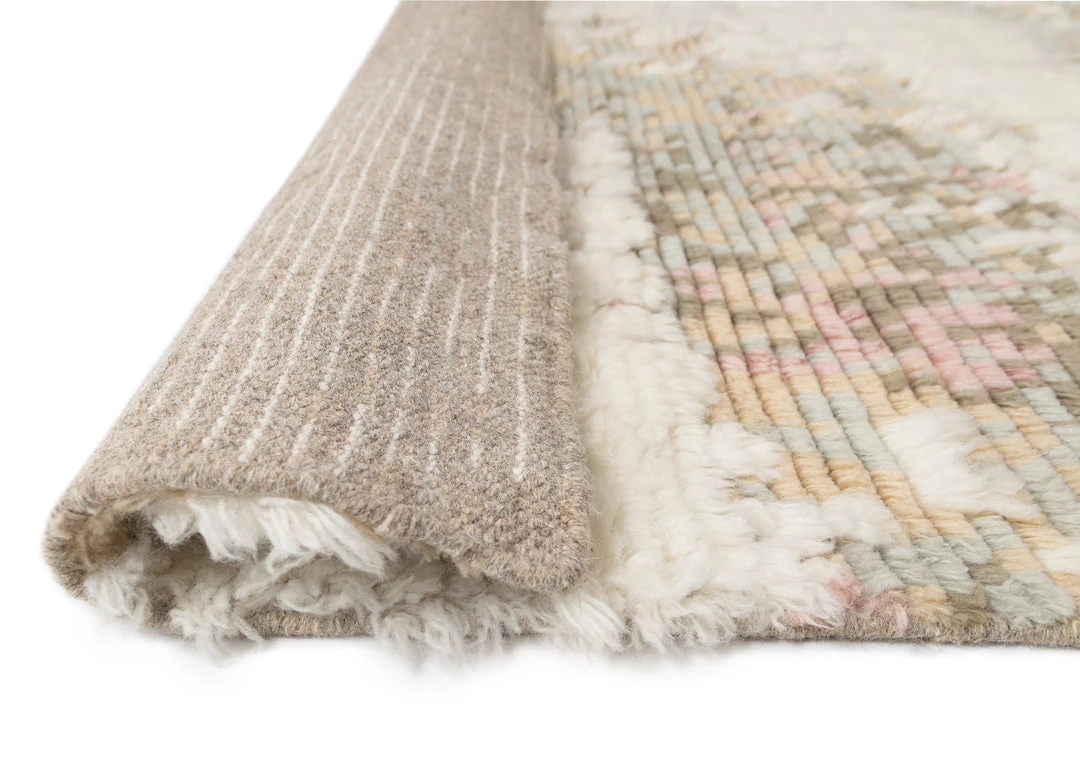 Miss Amara Annika Pink And Ivory Multi-Colour Wool Shag Rug All Rugs