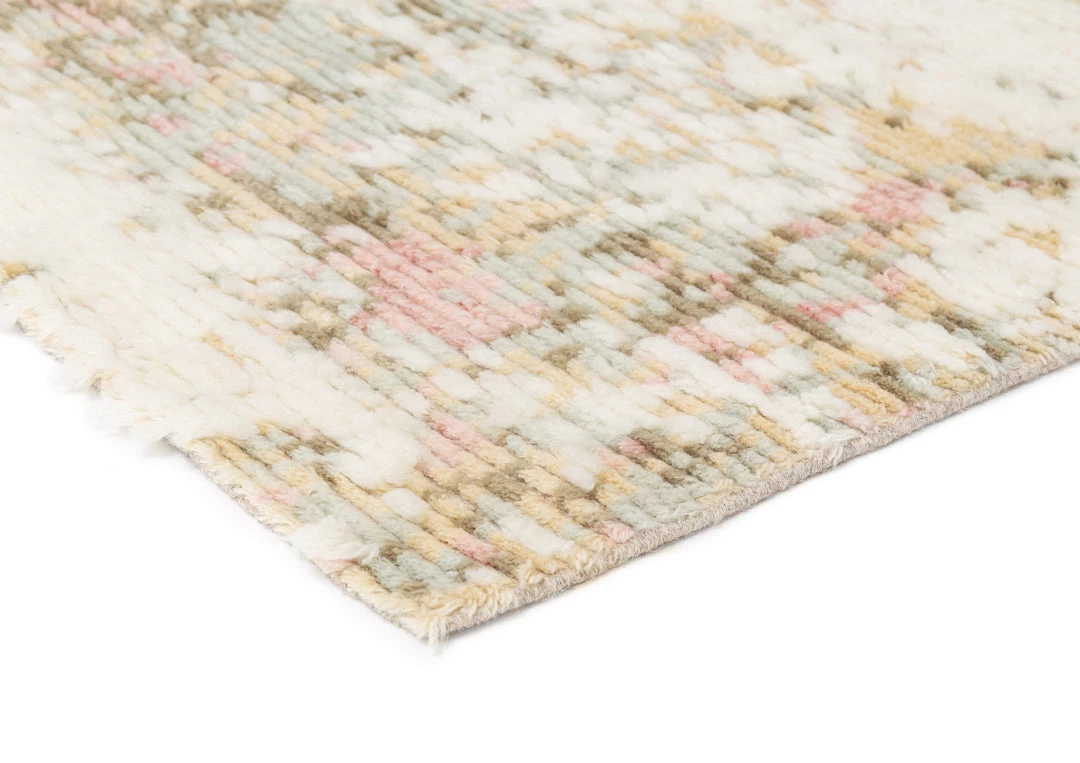 Miss Amara Annika Pink And Ivory Multi-Colour Wool Shag Rug All Rugs