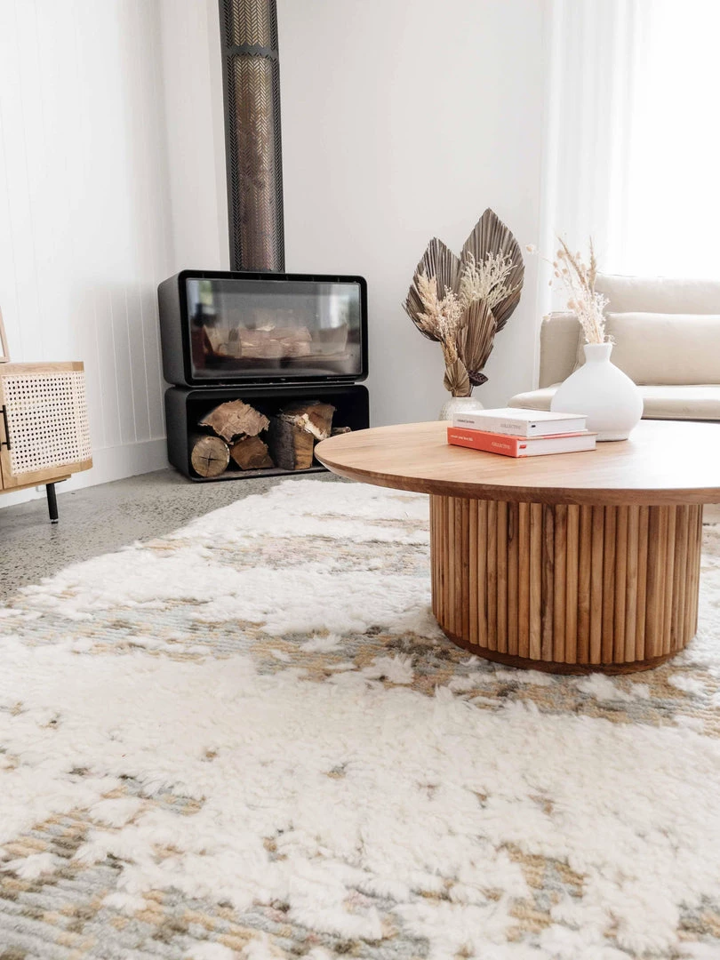 Miss Amara Annika Pink And Ivory Multi-Colour Wool Shag Rug All Rugs