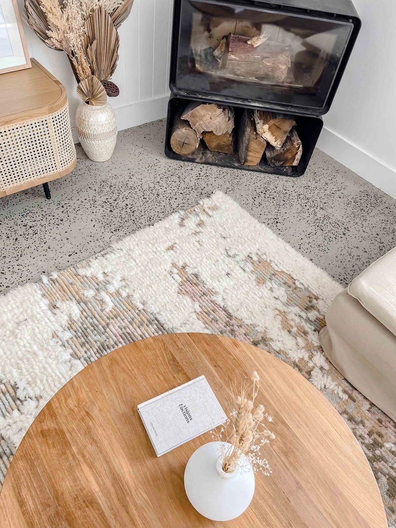 Miss Amara Annika Pink And Ivory Multi-Colour Wool Shag Rug All Rugs