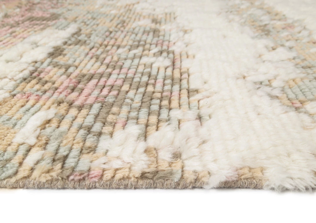 Miss Amara Annika Pink And Ivory Multi-Colour Wool Shag Rug All Rugs