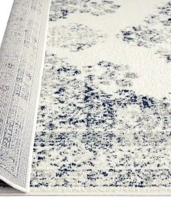 Miss Amara Ansa Navy Blue And Ivory Traditional Medallion Runner Rug