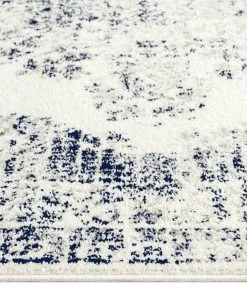 Miss Amara Ansa Navy Blue And Ivory Traditional Medallion Runner Rug