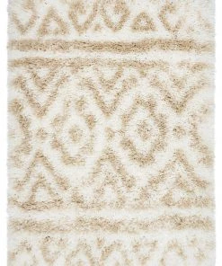 Miss Amara Arabella Ivory And Sand Beige Tribal Shag Indoor Mat All Rugs