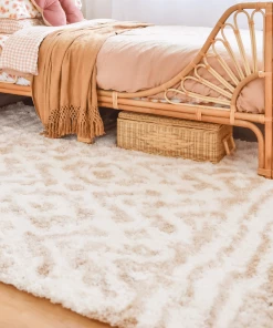 Miss Amara Arabella Ivory And Sand Beige Tribal Shag Rug All Rugs