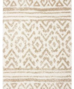 Miss Amara Arabella Ivory And Sand Beige Tribal Shag Rug All Rugs