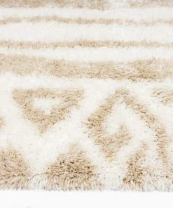 Miss Amara Arabella Ivory And Sand Beige Tribal Shag Indoor Mat All Rugs