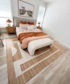 Miss Amara All Rugs Aranda Brown And Cream Modern Geometric Jute Rug