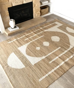 Miss Amara All Rugs Aranda Brown And Cream Modern Geometric Jute Rug