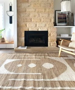 Miss Amara All Rugs Aranda Brown And Cream Modern Geometric Jute Rug