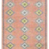 Miss Amara All Rugs Ariel Peach And Blue Multi-Colour Diamond Tribal Rug