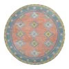 Miss Amara All Rugs Ariel Peach And Blue Multi-Colour Diamond Tribal Round Rug