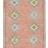 Miss Amara Ariel Peach And Blue Multi-Colour Diamond Tribal Runner Rug