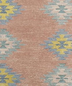 Miss Amara Ariel Peach And Blue Multi-Colour Diamond Tribal Runner Rug