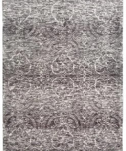 Miss Amara Avery Charcoal Grey And Ivory Textured Floral Motif Rug All Rugs