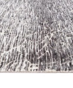 Miss Amara All Rugs Avery Charcoal Grey And Ivory Textured Floral Motif Runner Rug