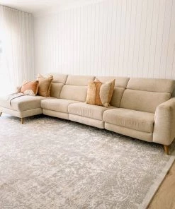 Miss Amara Aylin Cream Ivory And Grey Traditional Floral Rug