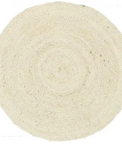 Miss Amara Sete Bleached Hand-Braided Round Jute Rug All Rugs