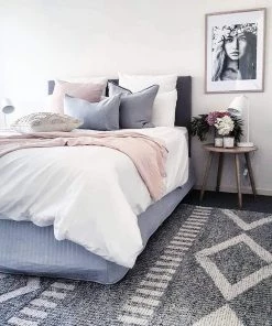 Miss Amara Bahati Marbled Grey Tribal Flatweave Rug All Rugs