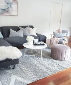 Miss Amara Bahati Marbled Grey Tribal Flatweave Rug All Rugs