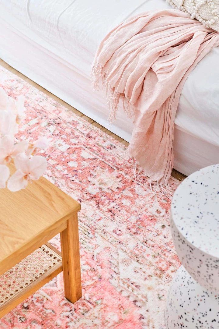 Miss Amara Beatrice Peach Transitional Washable Rug