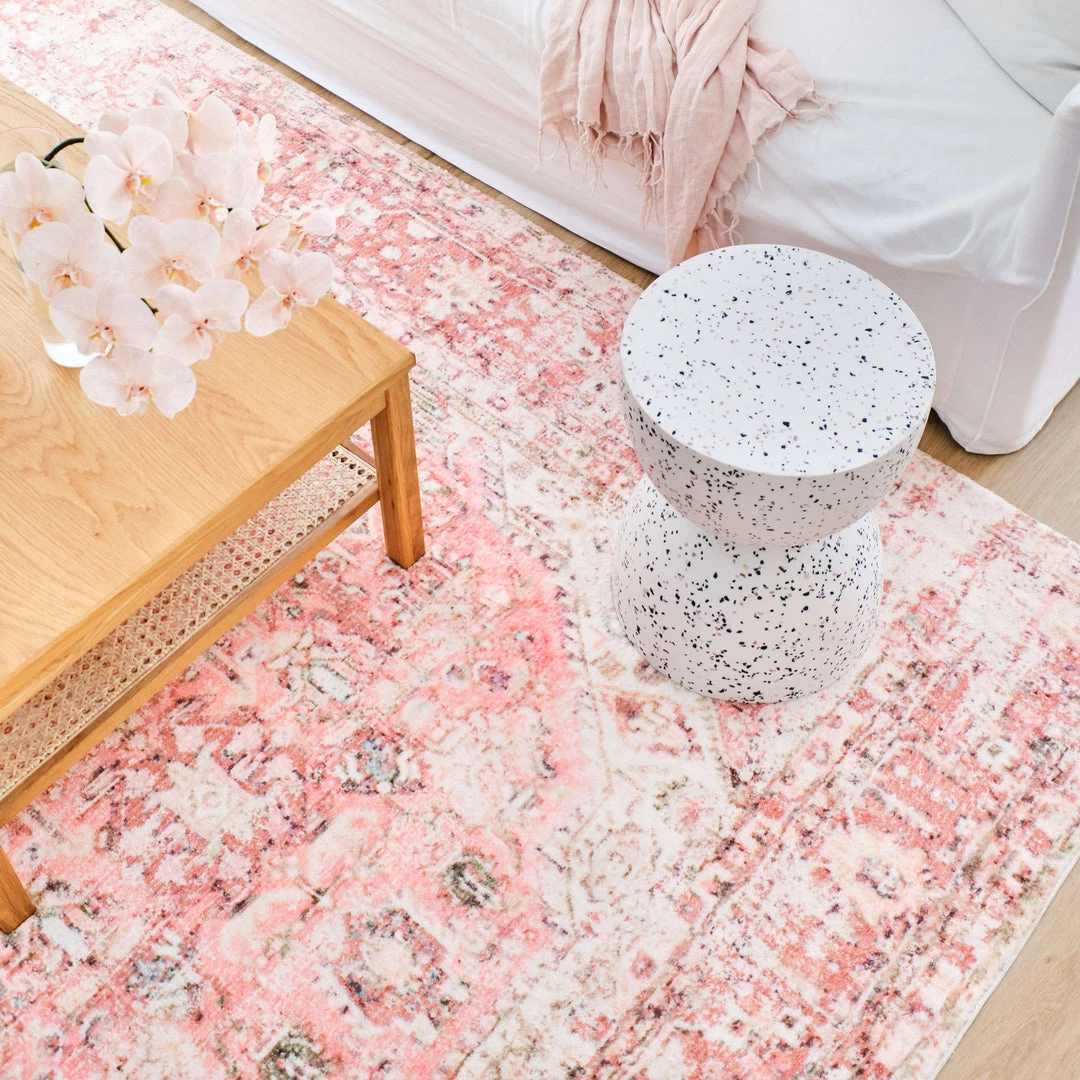 Miss Amara Beatrice Peach Transitional Washable Rug