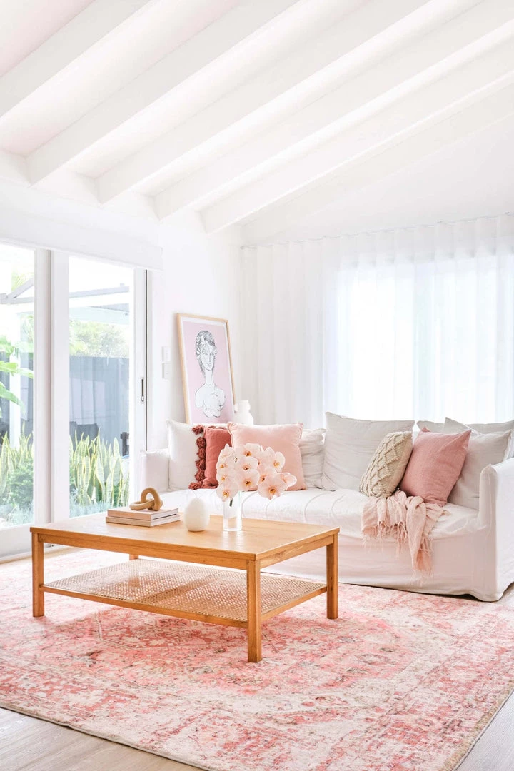 Miss Amara Beatrice Peach Transitional Washable Rug