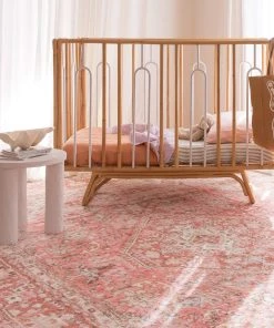 Miss Amara Beatrice Peach Transitional Washable Rug