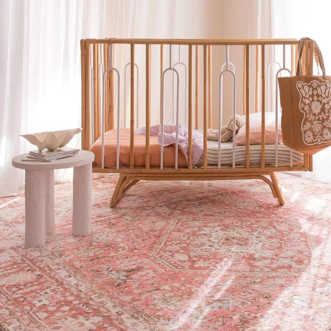 Miss Amara Beatrice Peach Transitional Washable Rug