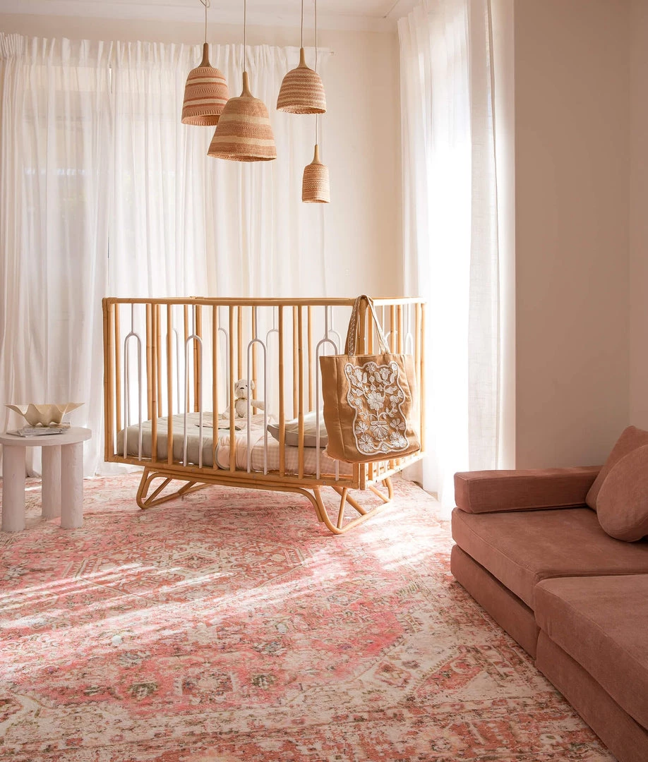 Miss Amara Beatrice Peach Transitional Washable Rug