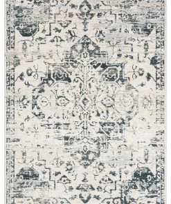 Miss Amara Bella Grey Ivory And Charcoal Traditional Distressed Rug