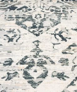 Miss Amara Bella Grey Ivory And Charcoal Traditional Distressed Rug