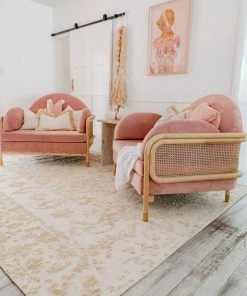 Miss Amara Belle Mustard And Ivory Floral Transitional Rug