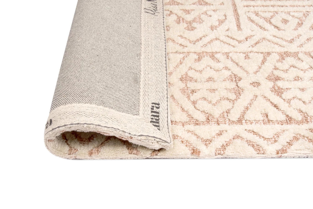 Miss Amara Bobbie Peach And Ivory Textured Tribal Rug All Rugs