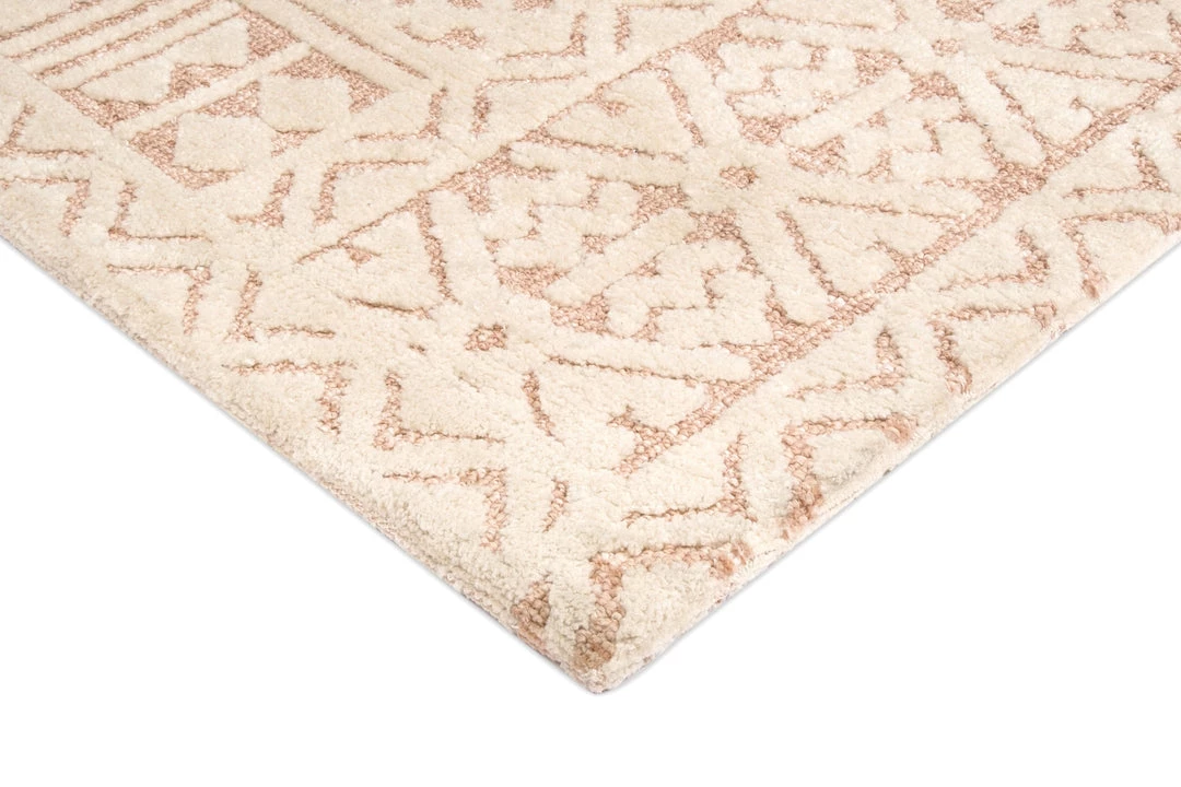 Miss Amara Bobbie Peach And Ivory Textured Tribal Rug All Rugs