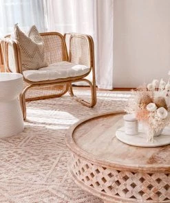 Miss Amara Bobbie Peach And Ivory Textured Tribal Rug All Rugs