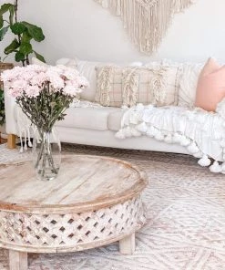 Miss Amara Bobbie Peach And Ivory Textured Tribal Rug All Rugs