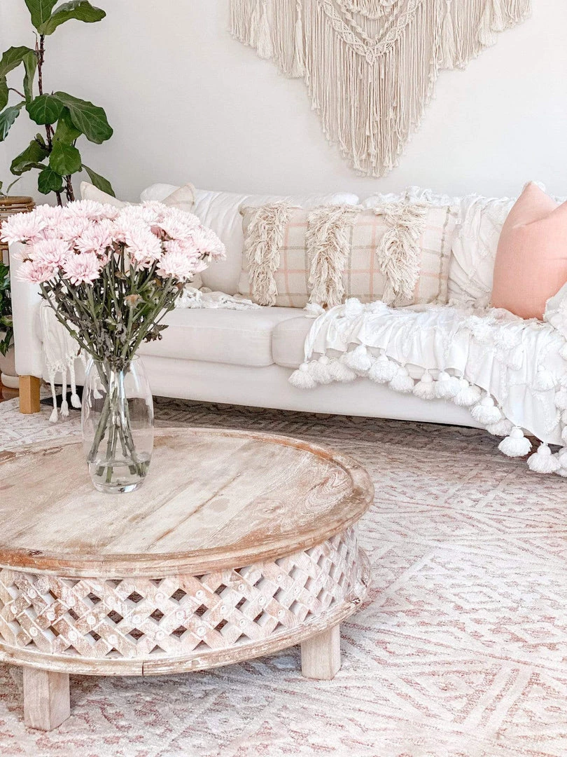 Miss Amara Bobbie Peach And Ivory Textured Tribal Rug All Rugs