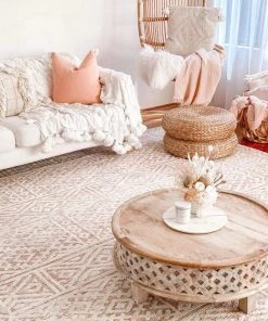 Miss Amara Bobbie Peach And Ivory Textured Tribal Rug All Rugs