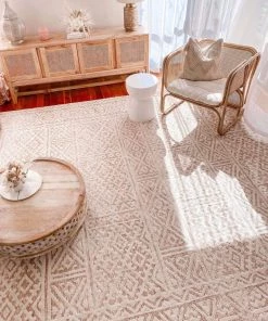 Miss Amara Bobbie Peach And Ivory Textured Tribal Rug All Rugs