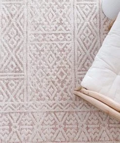 Miss Amara Bobbie Peach And Ivory Textured Tribal Rug All Rugs