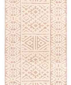 Miss Amara Bobbie Peach And Ivory Textured Tribal Runner Rug