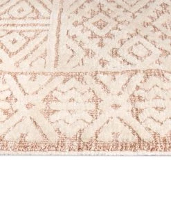 Miss Amara Bobbie Peach And Ivory Textured Tribal Runner Rug