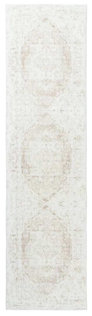 Miss Amara Cabanela Cream And Beige Distressed Washable Runner Rug
