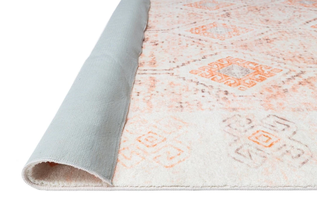 Miss Amara Caitlin Orange And Peach Tribal Pattern Washable Rug