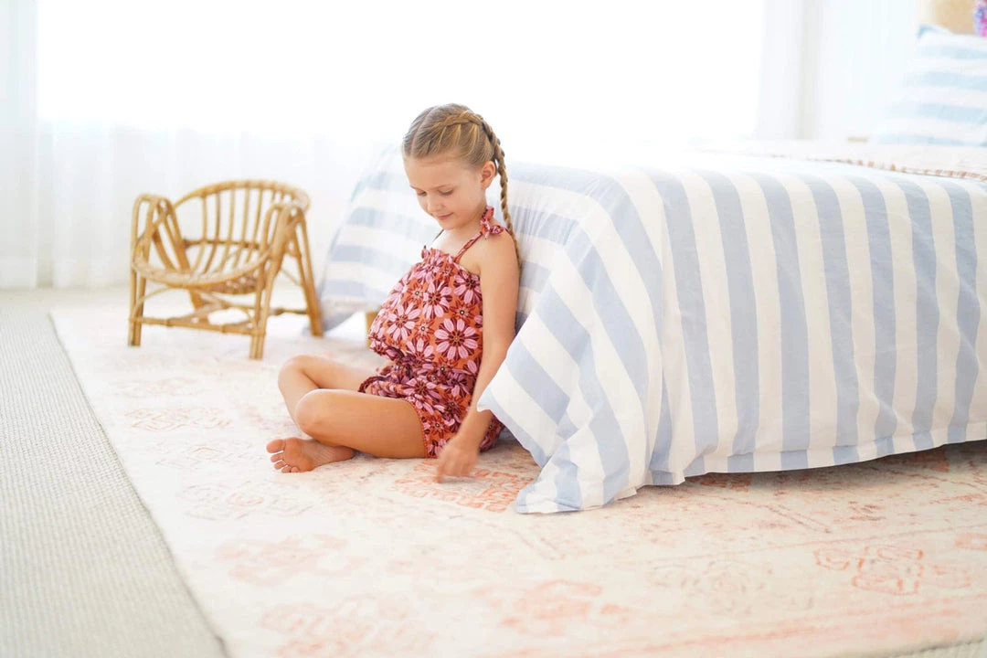 Miss Amara Caitlin Orange And Peach Tribal Pattern Washable Rug